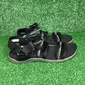 Merrell Womens Terran 3 Cush Cross J002704 Black Hook And Loop Sport Sandal Sz 7